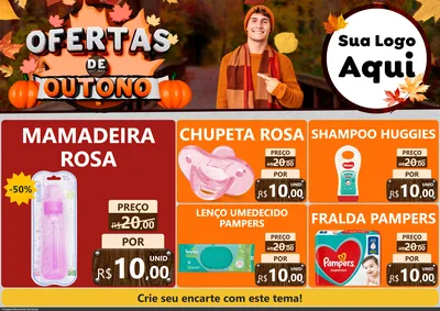 Modelo de Encarte para Encarte A4 Horizontal com o tema Ofertas de Outono para Bebês