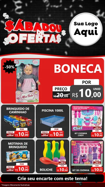 Modelo de Rede Social para Stories com o tema Sabadou de Ofertas para Brinquedos