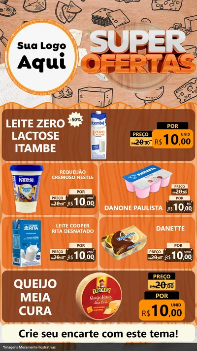 Modelo de TV para TV Vertical com o tema Super Ofertas para Frios e Laticínios