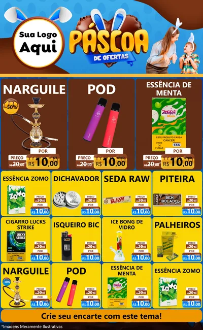 Modelo de Encarte para Encarte Grande com o tema Páscoa de Ofertas para Tabacaria