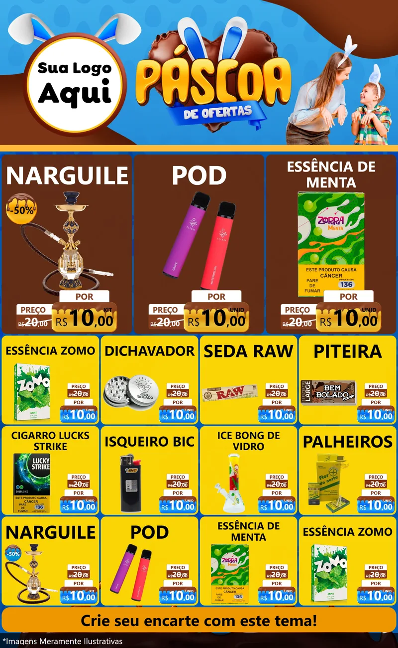 Modelo de Encarte para Encarte Grande com o tema Páscoa de Ofertas para Tabacaria