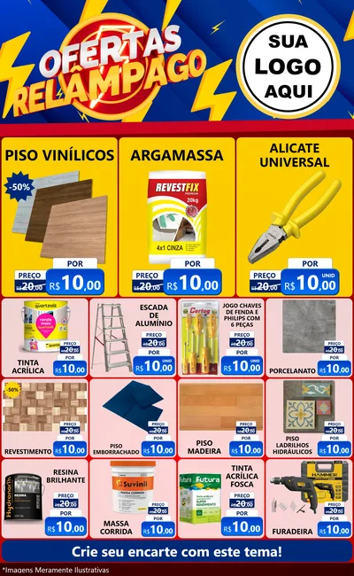 Modelo de Encarte para Encarte Grande com o tema Ofertas Relâmpago para Material para Construção