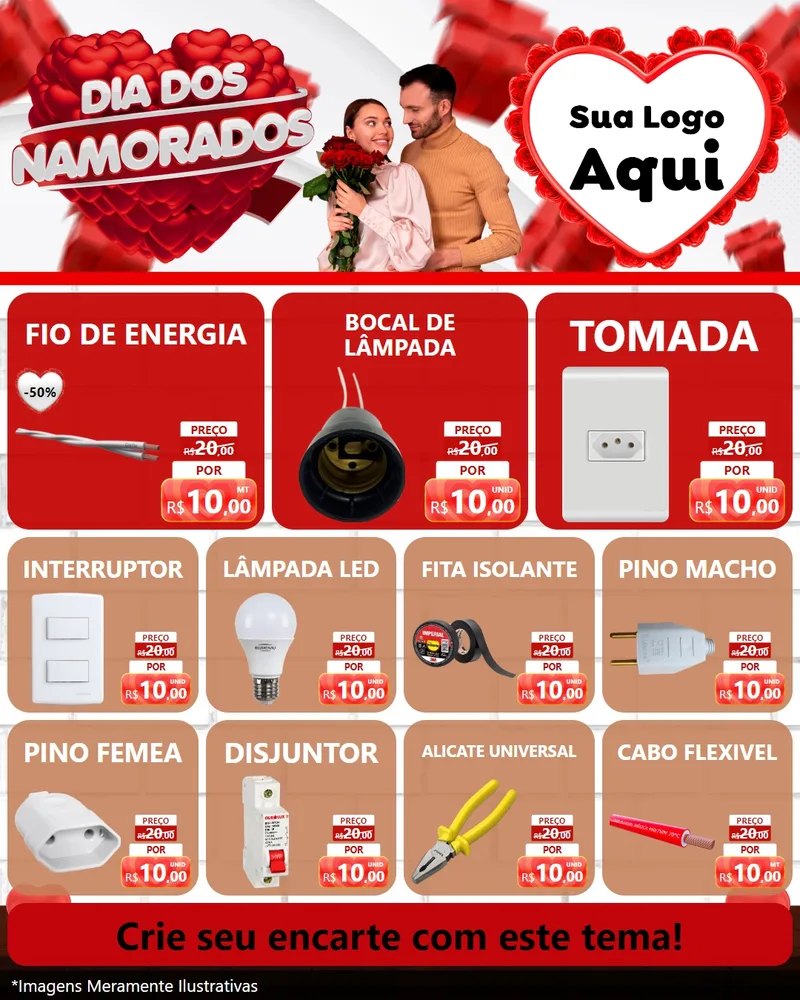 Modelo de Rede Social para Feed Instagram com o tema Dia dos Namorados para Materiais Elétricos