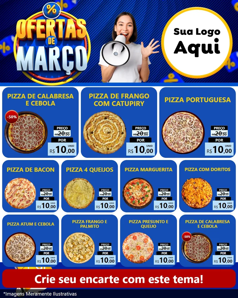 Modelo de Rede Social para Feed Instagram com o tema Ofertas de Março para Pizzaria