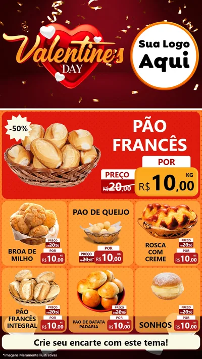 Modelo de Rede Social para Stories com o tema Valentine's Day para Padaria