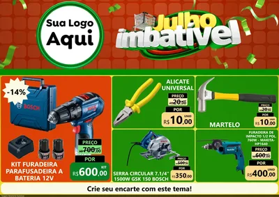 Modelo de Encarte para Encarte A4 Horizontal com o tema Julho Imbatível para Maquinas e Ferramentas