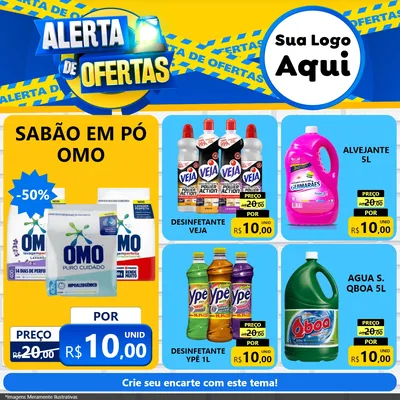 Modelo de Rede Social para Feed Facebook com o tema Alerta de Ofertas para Produtos de Limpeza