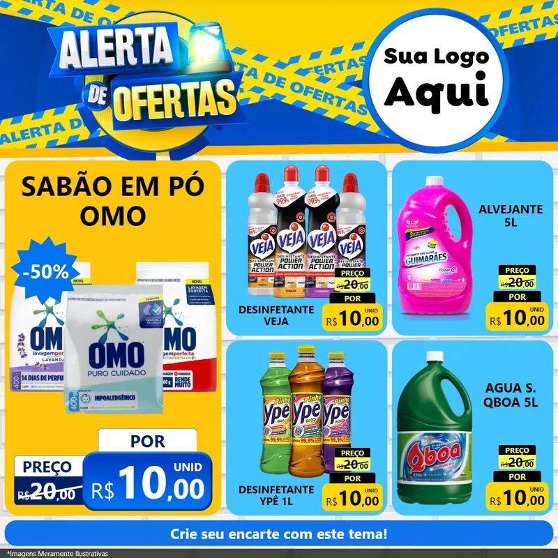 Modelo de Rede Social para Feed Facebook com o tema Alerta de Ofertas para Produtos de Limpeza