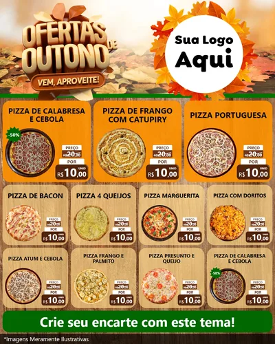 Modelo de Rede Social para Feed Instagram com o tema Ofertas de Outono - Vem, Aproveite! para Pizzaria