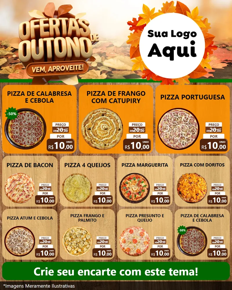 Modelo de Rede Social para Feed Instagram com o tema Ofertas de Outono - Vem, Aproveite! para Pizzaria