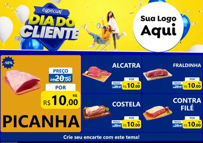Modelo de Encarte para Encarte A4 Horizontal com o tema Especial Dia do Cliente para Açougue