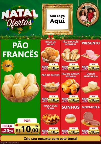 Modelo de Encarte para Encarte A4 Vertical com o tema Natal de Ofertas para Padaria