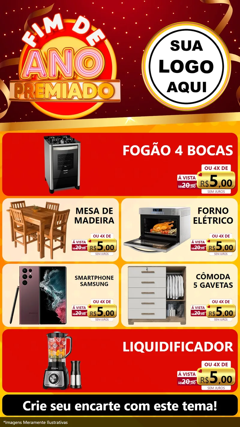 Modelo de TV para TV Vertical com o tema Fim de Ano Premiado para Móveis e Eletro