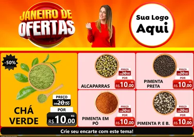 Modelo de Encarte para Encarte A4 Horizontal com o tema Janeiro de Ofertas para Produtos Naturais
