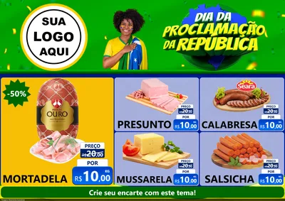 Modelo de Encarte para Encarte A4 Horizontal com o tema Dia Da Proclamação Da República para Frios e Laticínios