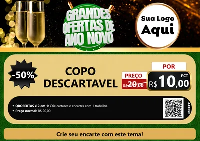 Modelo de Cartaz para Cartaz A4 Horizontal com o tema Grandes Ofertas de Ano Novo para Embalagens
