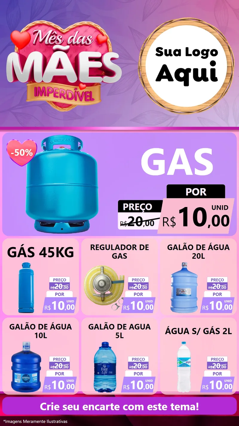 Modelo de Rede Social para Stories com o tema Mês das Mães Imperdível para Água e gás