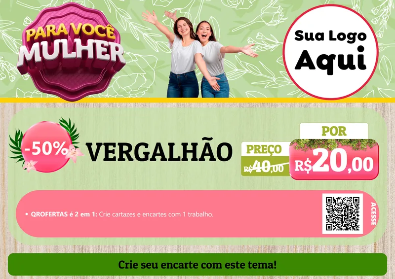 Modelo de Cartaz para Cartaz A4 Horizontal com o tema Para Você Mulher para Ferragens