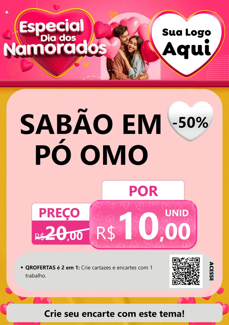 Modelo de Cartaz para Cartaz A4 Vertical com o tema Especial Dia dos Namorados para Produtos de Limpeza