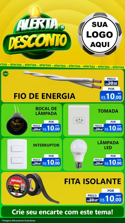 Modelo de TV para TV Vertical com o tema Alerta de Desconto para Materiais Elétricos