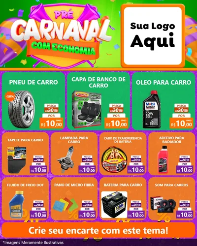 Modelo de Rede Social para Feed Instagram com o tema Pré-Carnaval Com Economia para Auto peças
