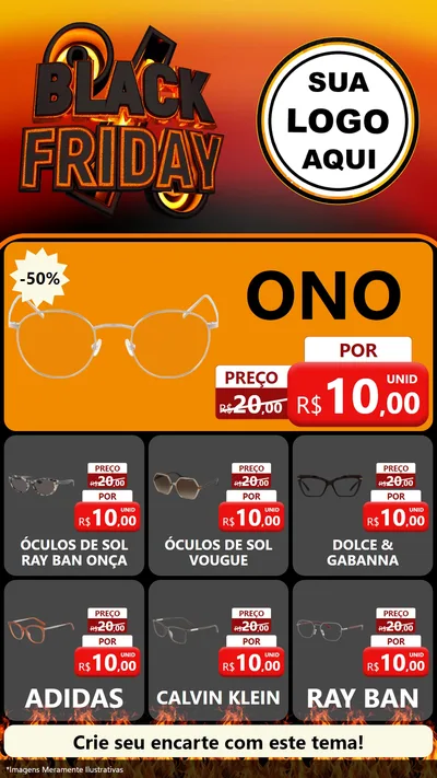Modelo de Rede Social para Stories com o tema Black Friday para Óticas