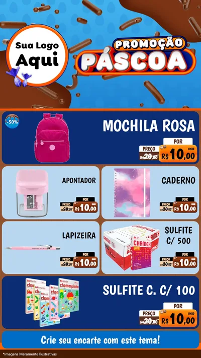 Modelo de TV para TV Vertical com o tema Promoção Páscoa para Papelaria