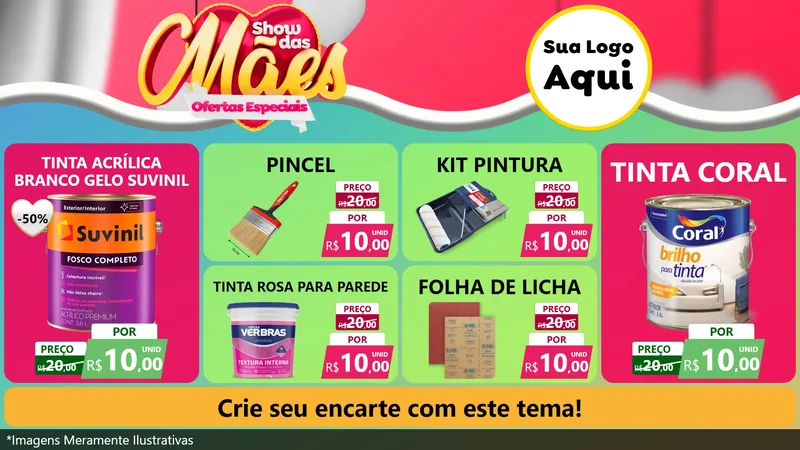 Modelo de TV para TV Horizontal com o tema Show das Mães - Ofertas Especiais para Tintas e Ferramentas
