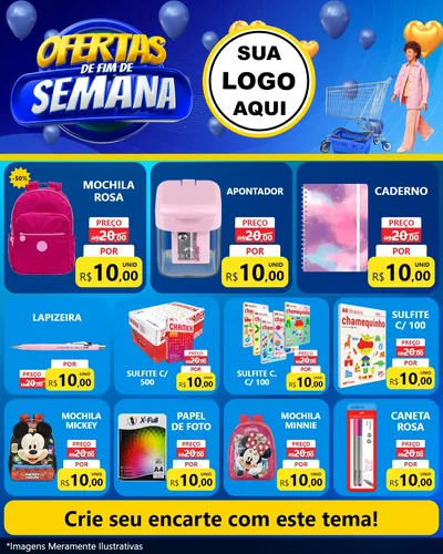 Modelo de Rede Social para Feed Instagram com o tema Ofertas de Fim de Semana para Papelaria