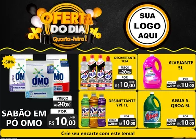 Modelo de Encarte para Encarte A4 Horizontal com o tema Oferta do Dia - Quarta Feira! para Produtos de Limpeza