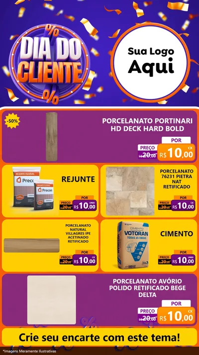 Modelo de TV para TV Vertical com o tema Dia do Cliente para Pisos e revestimentos