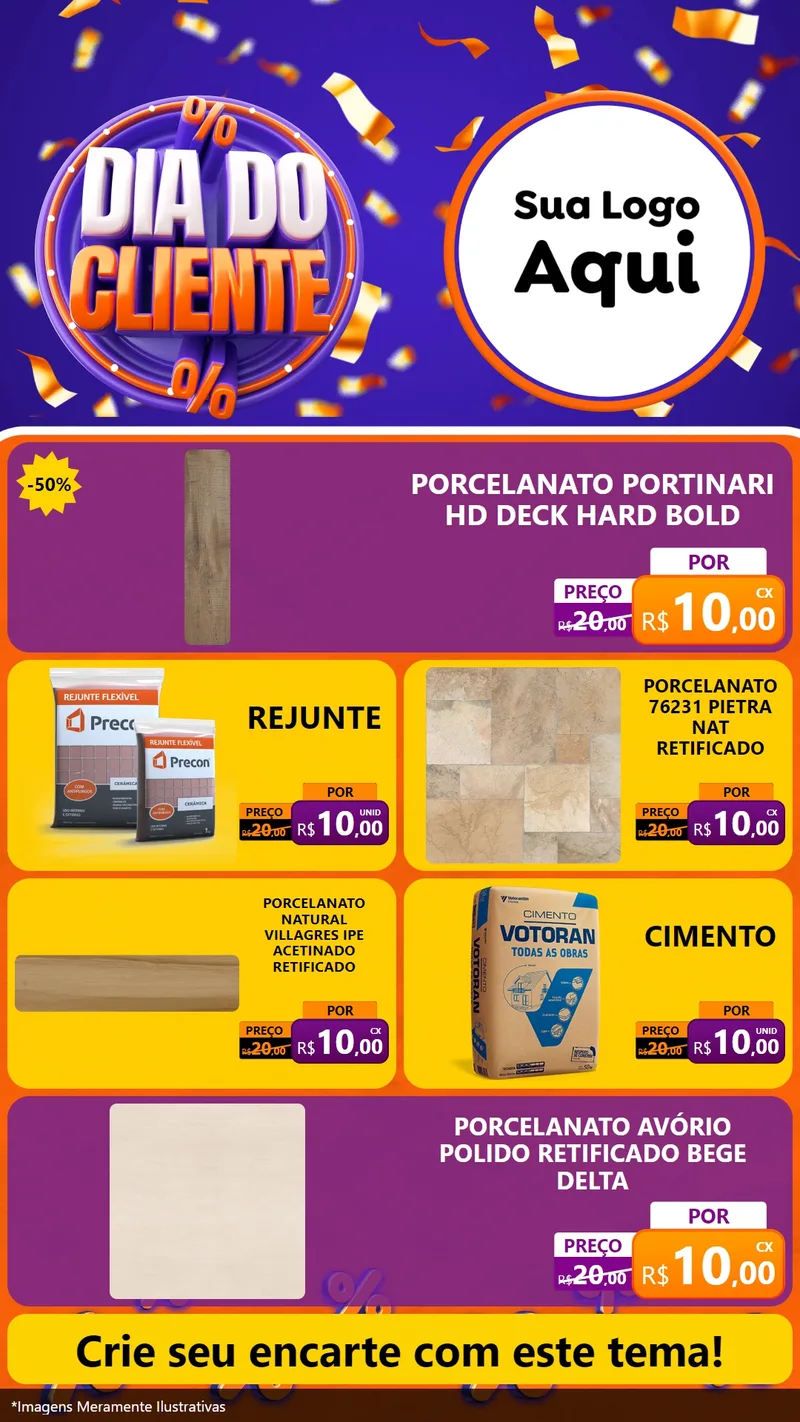 Modelo de TV para TV Vertical com o tema Dia do Cliente para Pisos e revestimentos