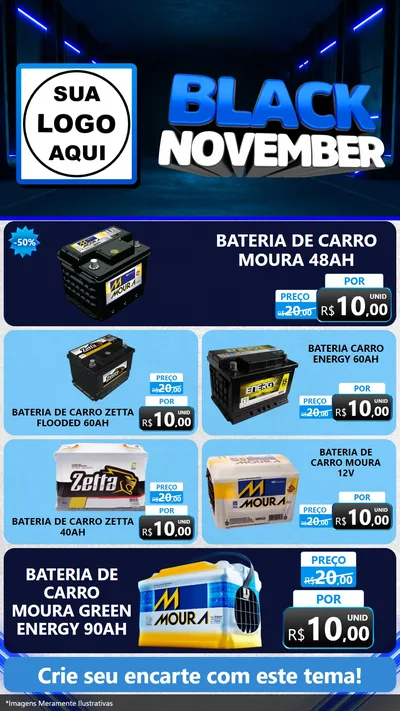 Modelo de TV para TV Vertical com o tema Black November para Baterias Elétricas