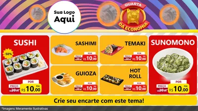 Modelo de TV para TV Horizontal com o tema Quarta da Economia para Comida japonesa