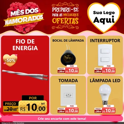 Modelo de Rede Social para Feed Facebook com o tema Mês dos Namorados para Materiais Elétricos