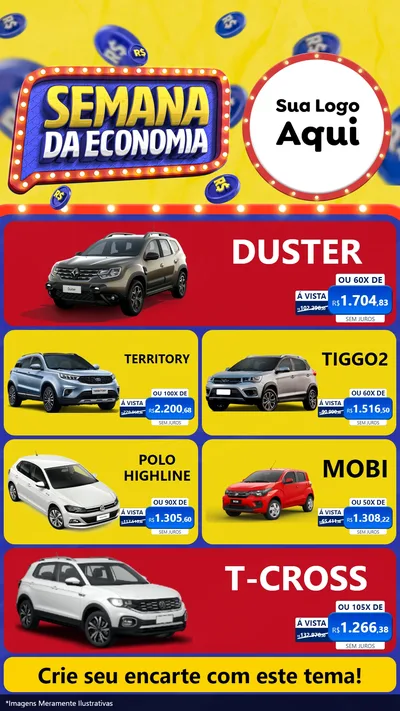 Modelo de TV para TV Vertical com o tema Semana da Economia para Concessionaria de Carros