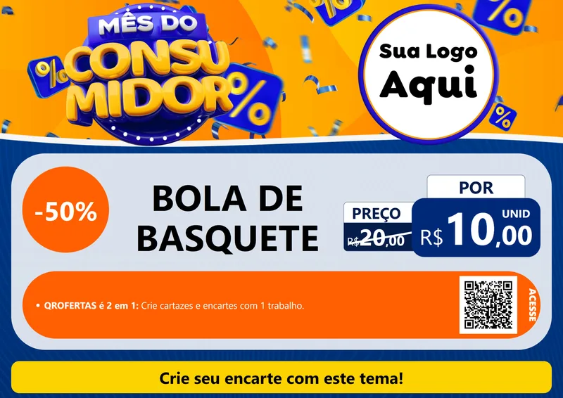 Modelo de Cartaz para Cartaz A4 Horizontal com o tema Mês do Consumidor para Artigos Esportivos
