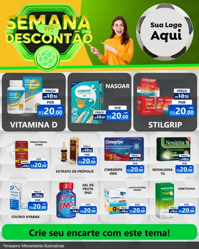Modelo de Rede Social para Feed Instagram com o tema Semana de Descontão - Copa para Farmácia