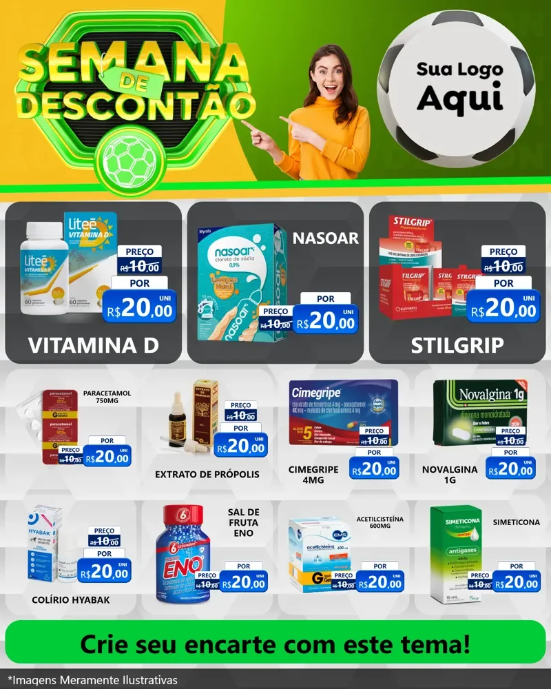 Modelo de Rede Social para Feed Instagram com o tema Semana de Descontão - Copa para Farmácia