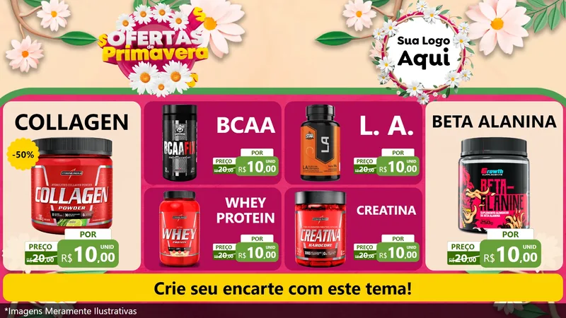 Modelo de TV para TV Horizontal com o tema Ofertas de Primavera para Suplementos alimentares