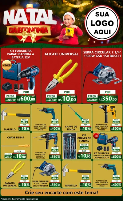 Modelo de Encarte para Encarte Grande com o tema Natal da Economia para Maquinas e Ferramentas