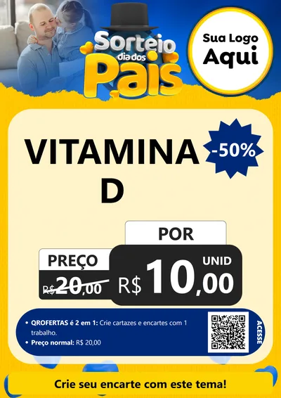 Modelo de Cartaz para Cartaz A4 Vertical com o tema Sorteio Dia Dos Pais para Farmácia
