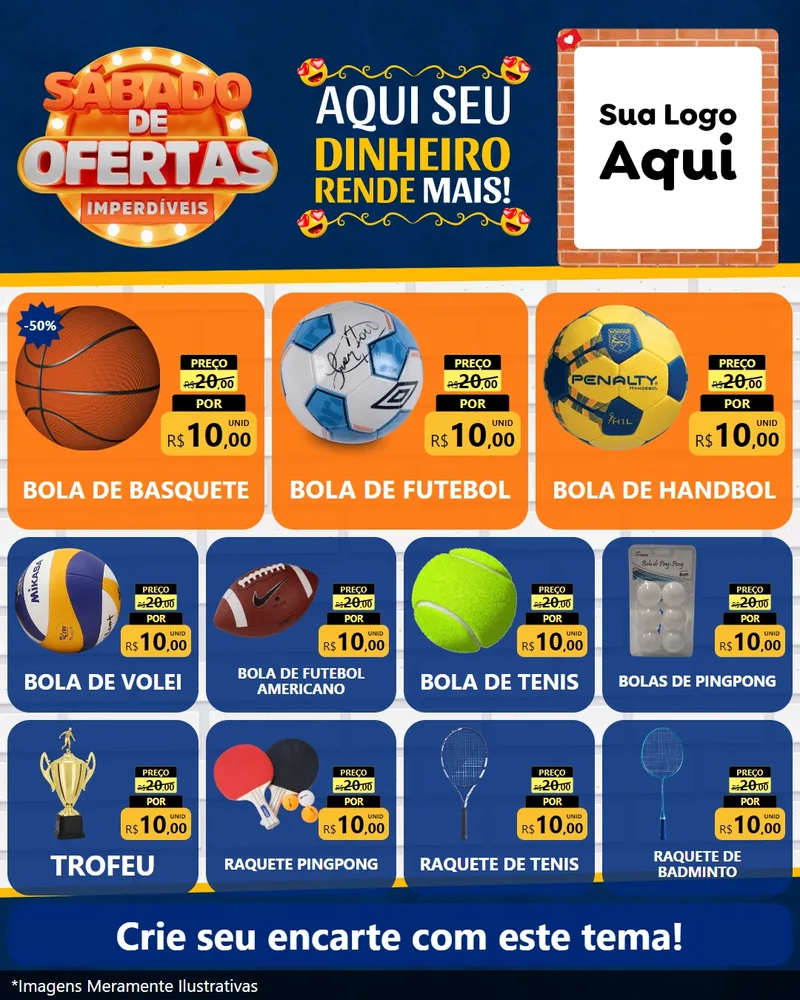 Modelo de Rede Social para Feed Instagram com o tema Sábado de Ofertas Imperdíveis para Artigos Esportivos