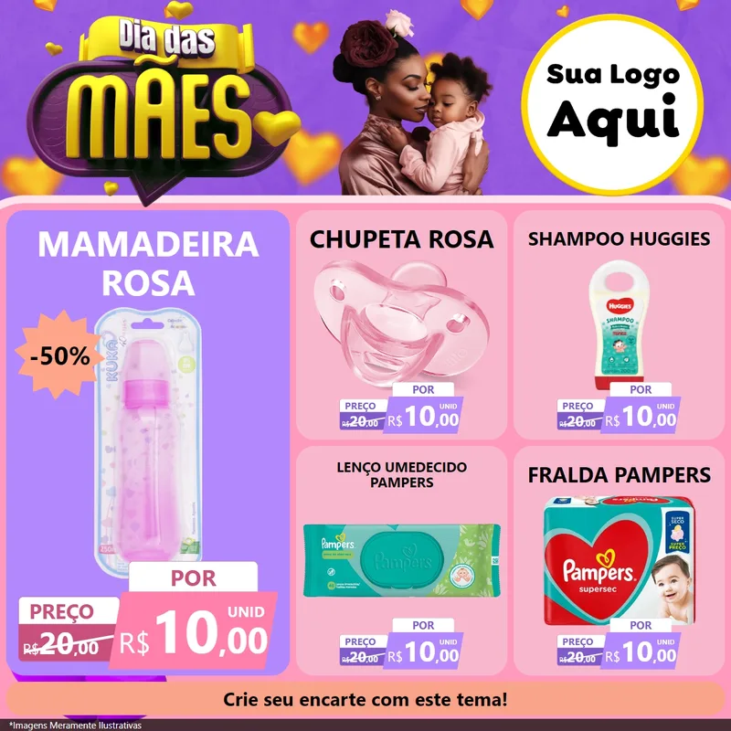 Modelo de Rede Social para Feed Facebook com o tema Dia das Mães para Bebês