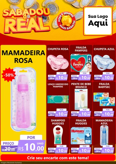 Modelo de Encarte para Encarte A4 Vertical com o tema Sabadou do Real para Bebês