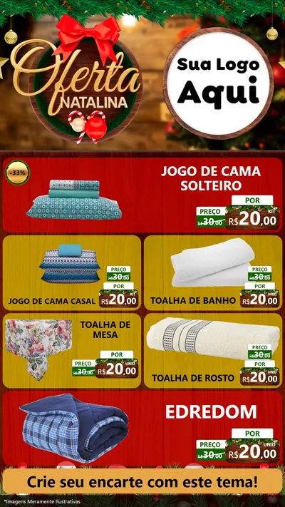 Modelo de TV para TV Vertical com o tema Ofertas Natalina para Cama, Mesa e Banho