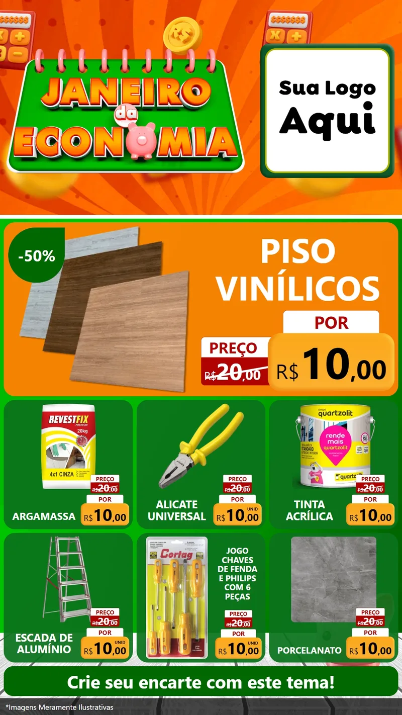Modelo de Rede Social para Stories com o tema Janeiro da Economia para Material para Construção