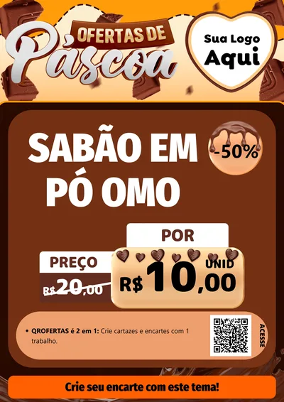 Modelo de Cartaz para Cartaz A4 Vertical com o tema Ofertas de Páscoa para Produtos de Limpeza