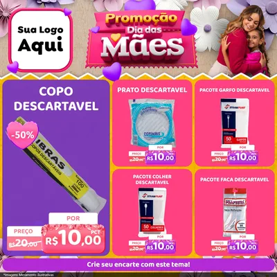 Modelo de Rede Social para Feed Facebook com o tema Promoção Dia das Mães para Embalagens