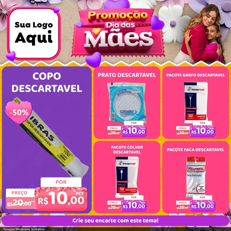 Modelo de Rede Social para Feed Facebook com o tema Promoção Dia das Mães para Embalagens